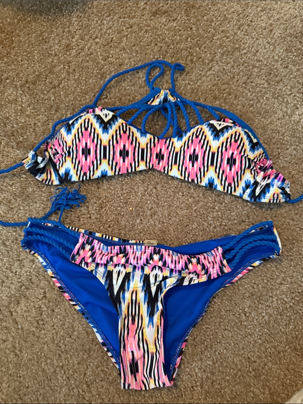 TiniBikini Blue Multicolor Patterned Women's Two-Piece Bikini